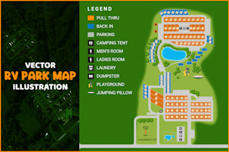 design professional rv park and campground maps in detailed vector style