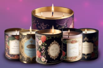 do premium candle labels design product labels cosmetic label box design