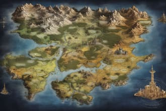 draw a nice fantasy map, ideal for tabletop rpg or book