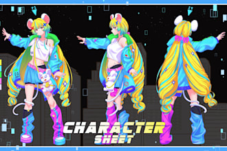 design anime character sheet for your oc vtuber fanart