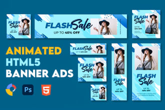 design animated html5 banner ads, web banner, hero image, google banner ads,