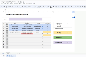 create different planners and to do list in google sheets