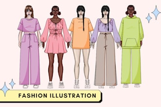 draw digital fashion illustrations for collection or brand