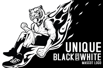 do a black and white illustation, mascot logo, stencil art