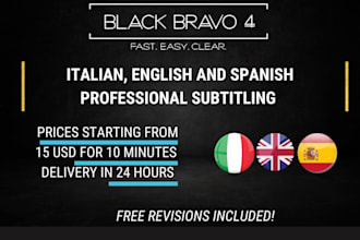provide subtitles for your english, italian, or spanish video