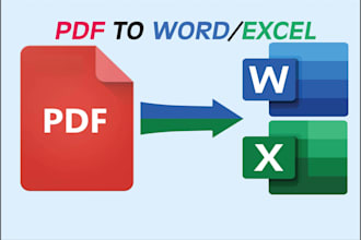 convert ocr, pdf, jpg to a word or excel within 1 hour
