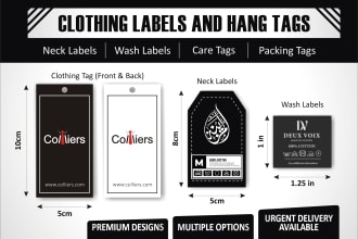 design neck label, clothing label and custom hang tag