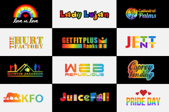 design, redesign perfect feminine, pride, lgbtq logo in rainbow theme