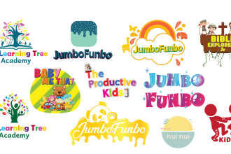 design a fun colorful logo for kids, children or baby brands