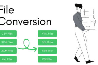 convert files to and from CSV, xlsx, json, XML, HTML, sql, PDF, and more