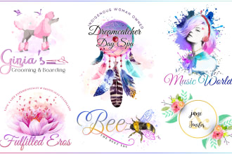 do feminine unique signature boho watercolor logo design