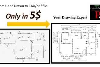 draw architectural floor plan from hand sketch to pdf 2d