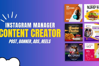 be your instagram manager and  content creator, reels, post design