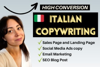 be your italian copywriter for ads landing page email marketing and SEO articles