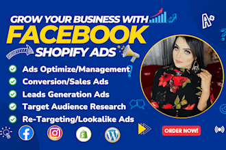 setup run profitable facebook ads campaign for shopify, instagram ads,run fb ads