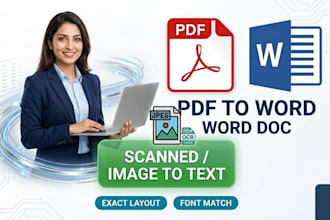 do expert PDF to word, image to text, and professional retyping