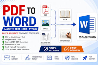 do expert PDF to word, image to text, and professional retyping
