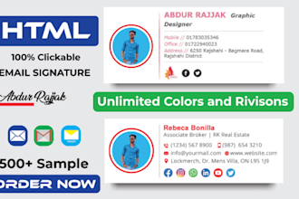 design a clickable HTML email signature within 1hrs