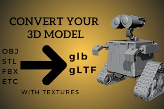 convert your textured 3d model to glb, gltf file format