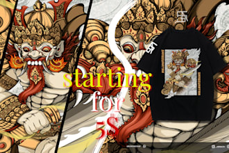 create balinese illustration for logo, t shirt design