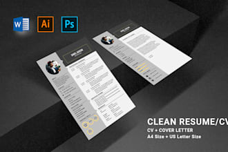 design CV and resume with editable psd, ai, pdf, word