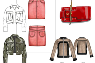 design technical and renderings of garments