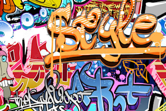 do unique wall art murals decals, doodles and canvas restaurant wall, kawaii art