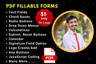 professionally create a fillable PDF form within 5 hours