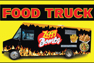 design amazing food truck wrap, truck wrap, trailer wrap,