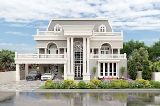do exterior rendering of your bungalow