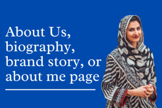 write about us, biography, brand story, or about me page