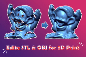 edit and repair stl, obj file for 3d printing