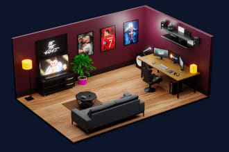 create 3d isometric room designs for websites and games