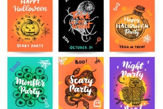 create a vintage scary and horror logo in a custom drawing or illustrated
