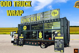 design van wrap, car, boat, trailer and food truck for advertisement