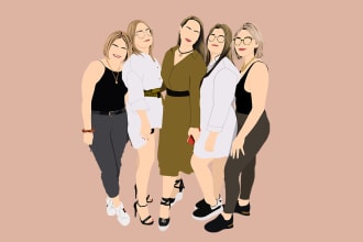 draw a minimalist vector portrait for your family