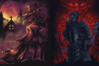 draw detailed dark art and horror illustration
