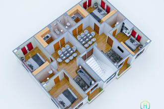 design 3d floor plan, architectural drafting and realistic rendering