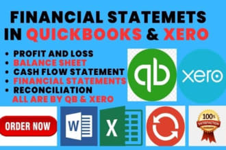 do financial statements in quickbooks online, xero and excel