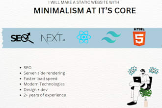 develop a static responsive website with minimalistic design