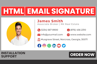 design clickable HTML email signature for gmail, outlook