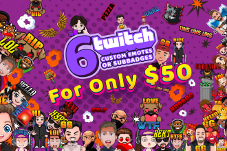 create custom twitch and discord emotes, sub badges and emojis for you