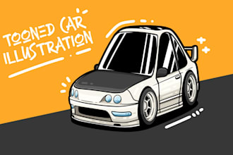 draw your car with chibi cartoon tooned style