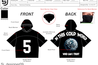 create professional tech pack and fashion sketches