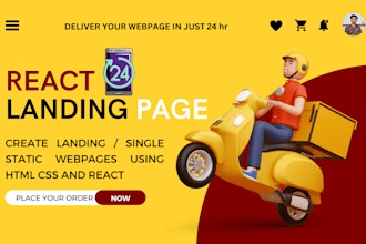 create single static react next js landing animation webpage