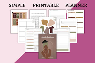 design minimalist printable planner, custom journal, ebook design