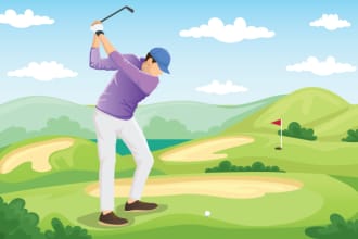 draw exercise, golf, athlete, badminton and all sport  illustrations