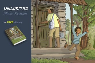 make cute digital children or kids illustration for your cover, story, book page