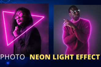 do neon light effect to your photo, glitch or dispersion