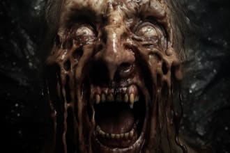 create scary character horror style perfect for cover book album youtube